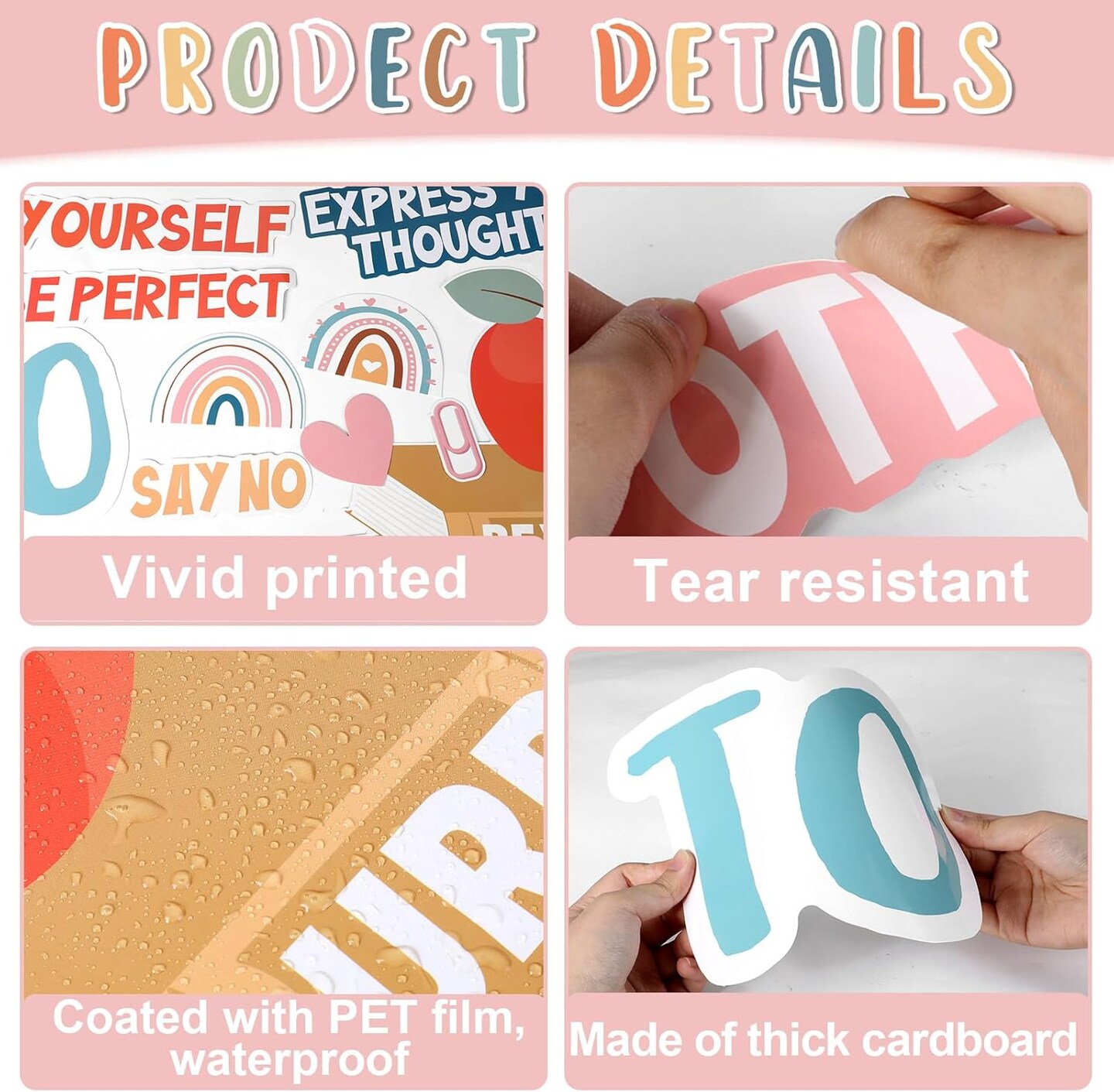 Boho Mental Health Bulletin Board Set (Colorful) 47 x 47 inches
