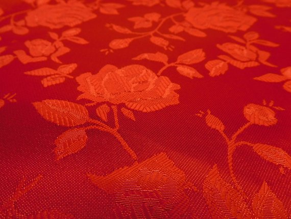 1 Yard Red Floral Jacquard Satin Fabric for Dresses Jackets Skirts Upholstery 54/56&#x22; Width 100% Polyester