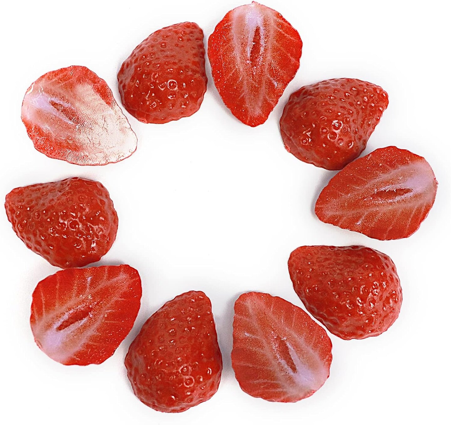 (10 Pcs Half Strawberries)Artificial Strawberry Blocks, Fake Fruit Decorations