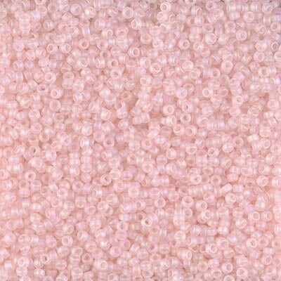 Miyuki 15/0 Round Seed Bead, 15-0155FR, Matte Transparent Light Tea Rose AB, 8 grams