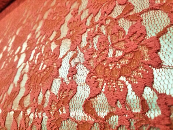 1 Yard Coral Floral Stretch Lace Fabric Soft 4-Way Elastic for Dress Bridal 59 Inches Wide
