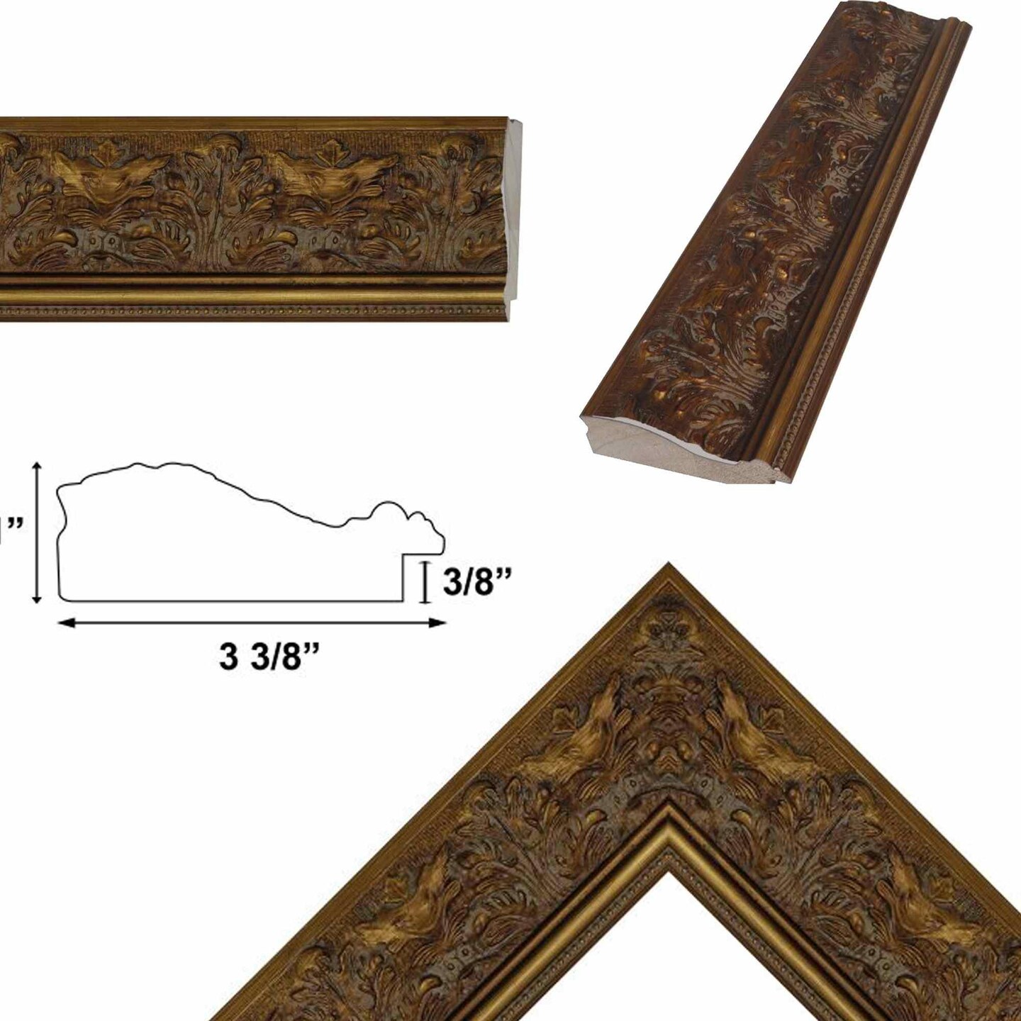 Wide Gold Ornate Floral Picture Frame 18x24 frame