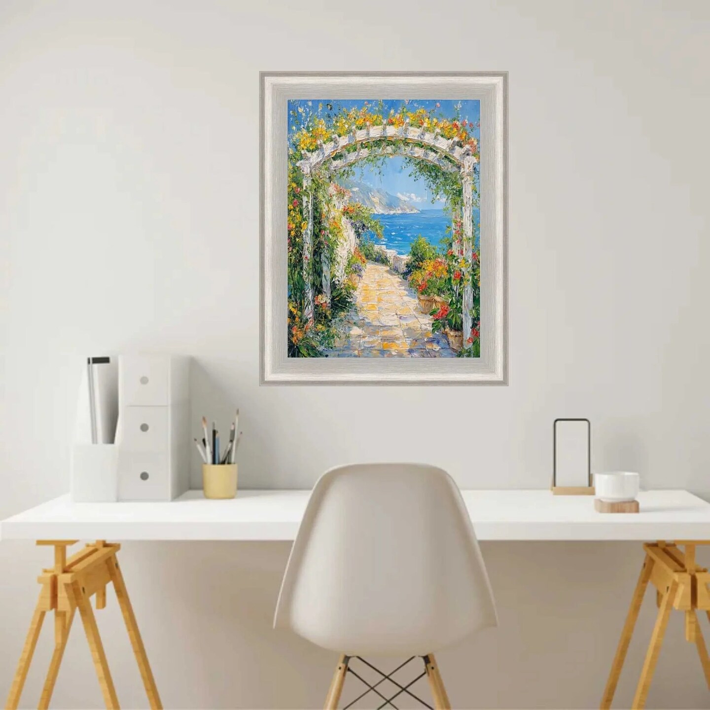 Silver Brushed Modern Slight Scoop Picture Frame 18x18 frame