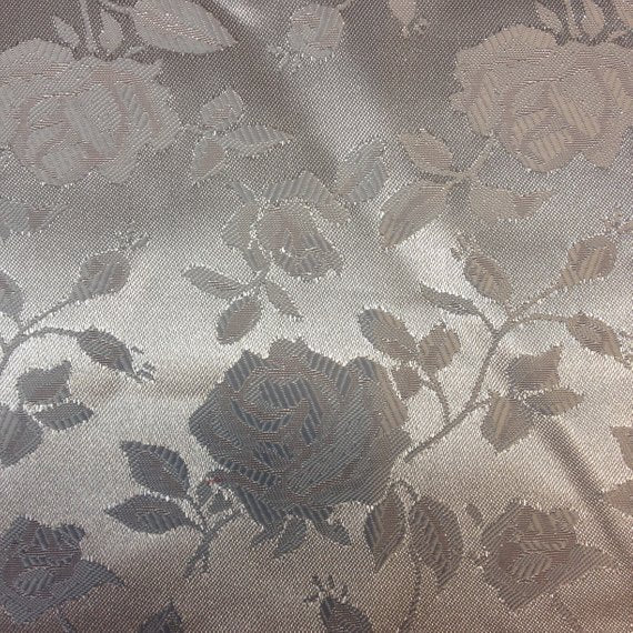1 Yard Floral Jacquard Satin Fabric Dark Silver for Dresses Jackets Crafts and Decor 54/56&#x22; Width 100% Polyester