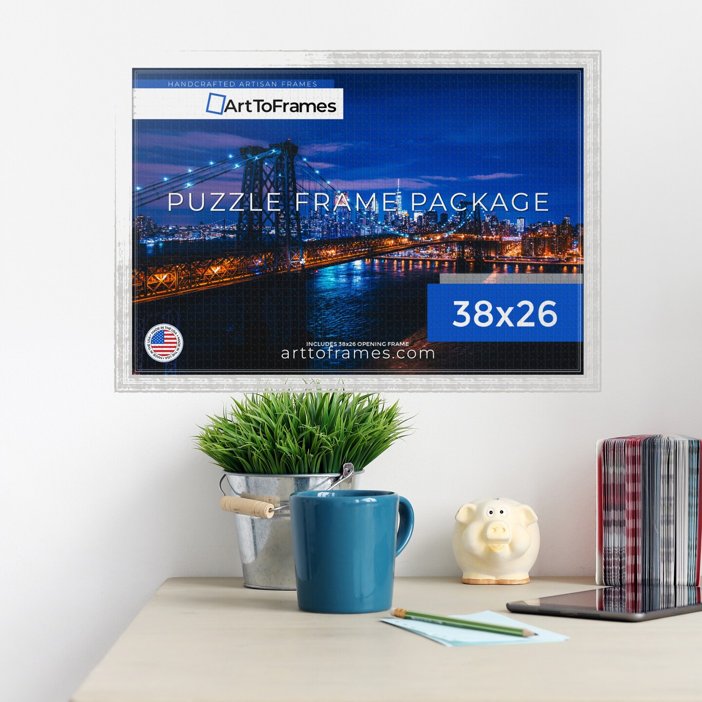 ArtToFrames 38x26 INCH / 97x66 CM Puzzle Frame for 2000 piece Puzzles.This 1.50 Inch Custom MDF Frame for Puzzles Comes with Economy Acrylic, Available in Multiple Colors