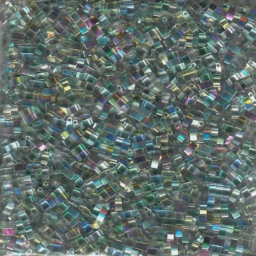 Miyuki Half Tila Bead, Crystal Green Rainbow, HTL-4577, 7.5 grams