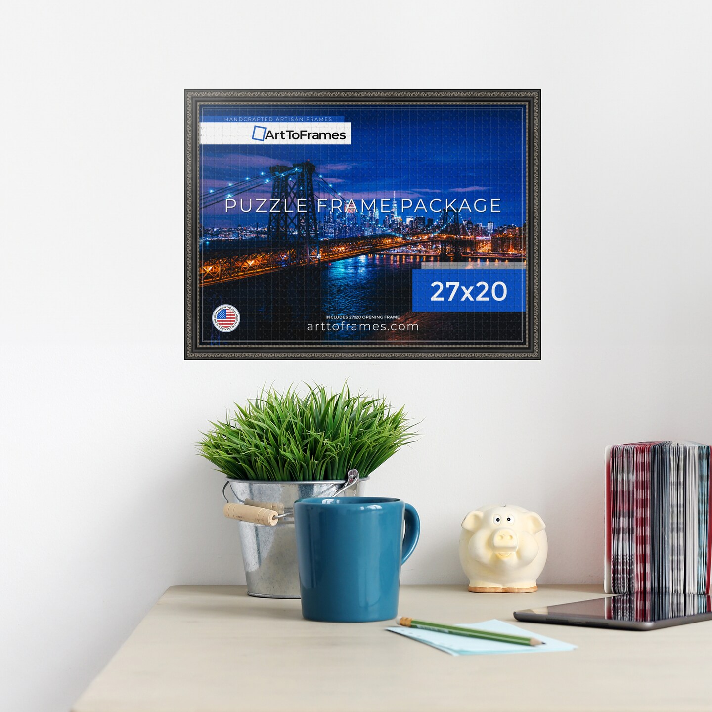 ArtToFrames 27x20 INCH / CM Puzzle Frame for 2000 piece Puzzles.This 1.25 Inch Custom Wood Frame for Puzzles Comes with Economy Acrylic, Available in Multiple Colors