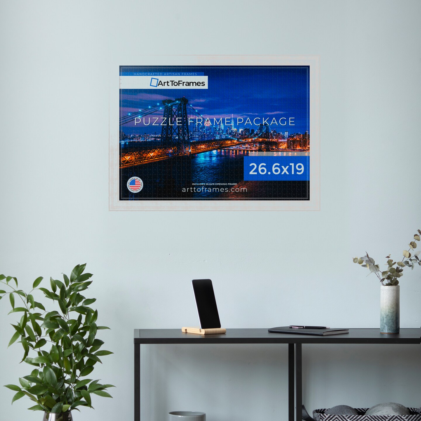 ArtToFrames 26.6x19 INCH / 68x48 CM Puzzle Frame for 1000 piece Puzzles.This 1.50 Inch Custom MDF Frame for Puzzles Comes with Economy Acrylic, Available in Multiple Colors