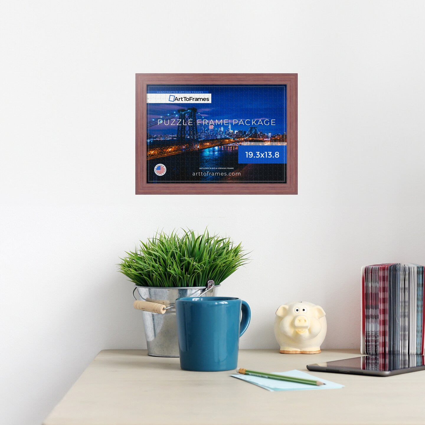 ArtToFrames 19.3x13.8 INCH / 49x35 CM Puzzle Frame for 500 piece Puzzles.This 1.50 Inch Custom MDF Frame for Puzzles Comes with Regular Glass, Available in Multiple Colors