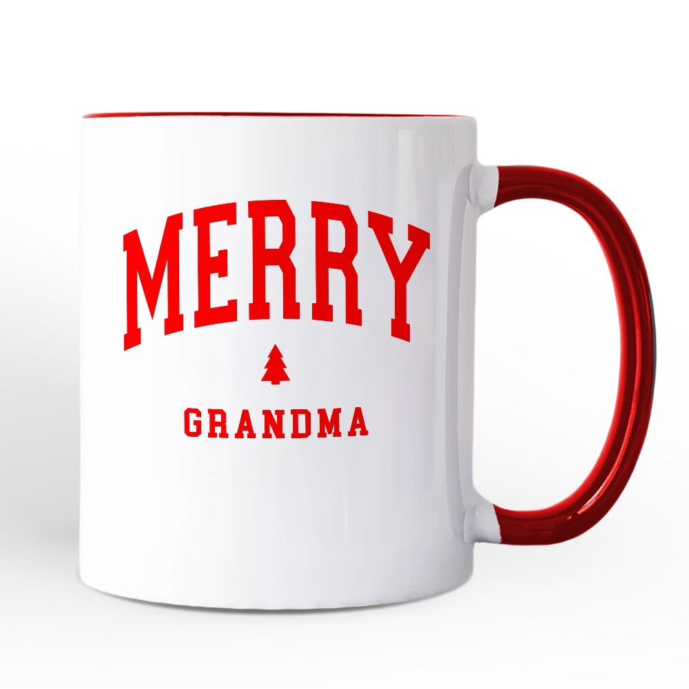 Merry Grandma Retro Christmas Mug, Matching Family Holiday Gift