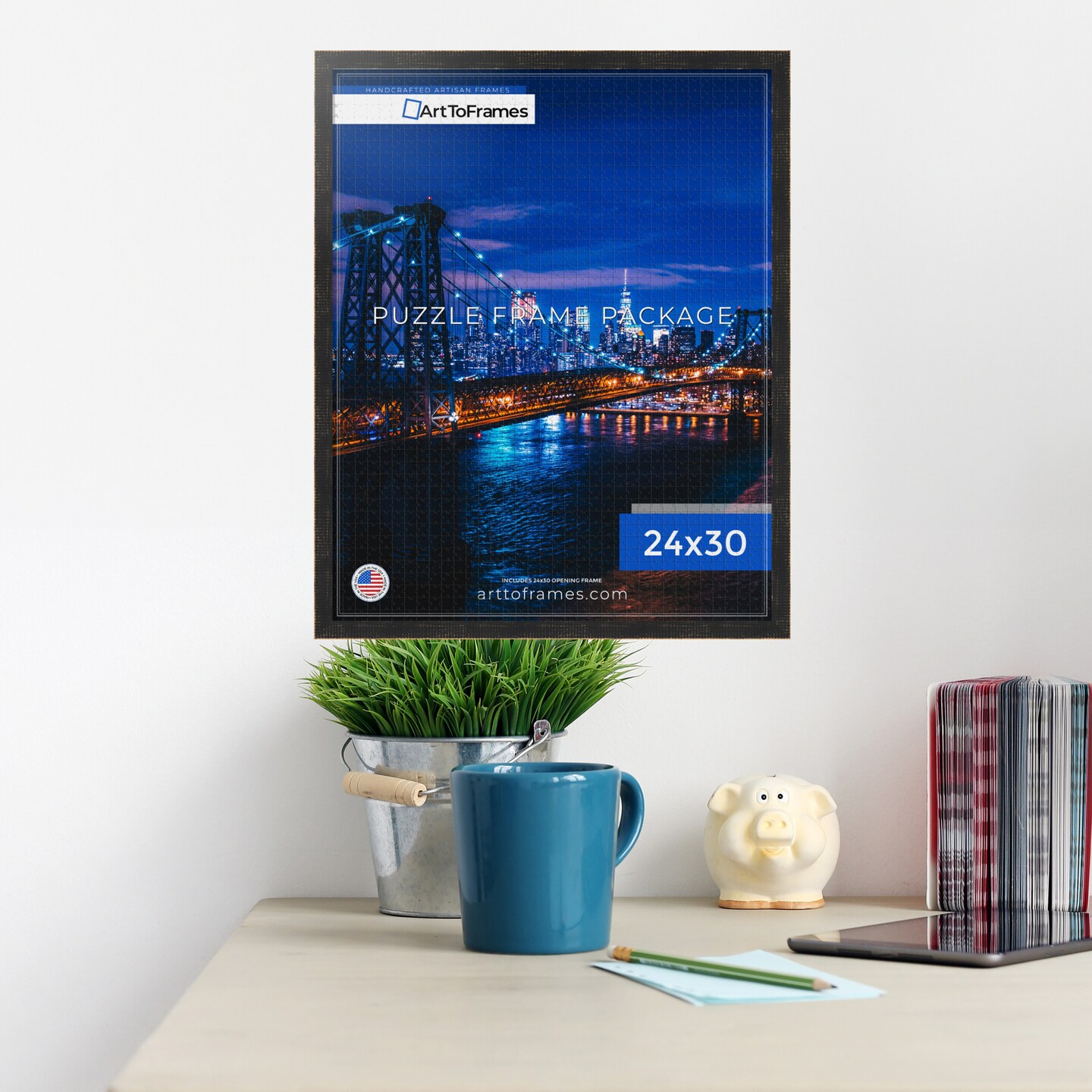 ArtToFrames 24x30 INCH / 61x76.2 CM Puzzle Frame for 1000 piece Puzzles.This 1.00 Inch Custom Wood Frame for Puzzles Comes with Economy Acrylic, Available in Multiple Colors