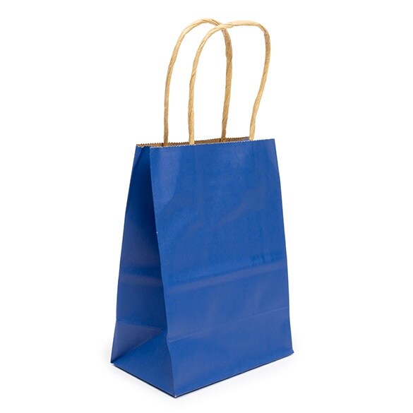 4 3/4" x 2 15/16" x 6 1/2" Blue Kraft Paper Merchandise Handle Bags