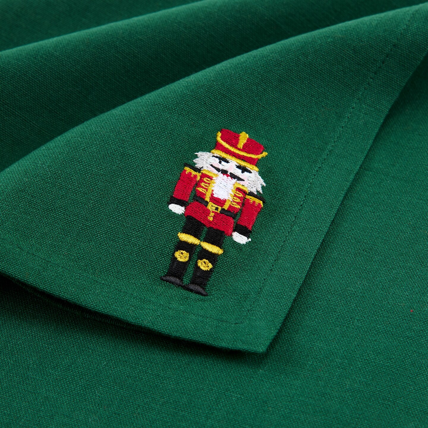 Threadmade Home Holiday Embroidered Napkins, Set of 4, Green - 17"W x 17"L