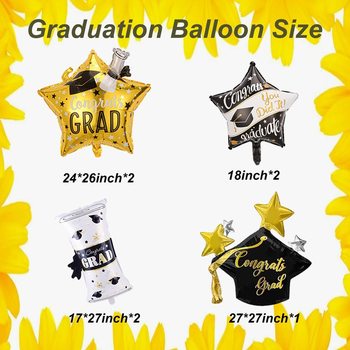 Graduation Party Balloons – Class of 2026 Graduation Cap, Diploma & Star Foil Balloon Set for Graduation Decorations & Celebration Backdrops