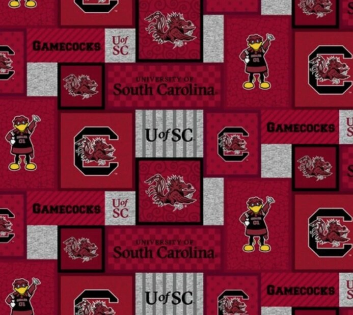Licensed NCAA University of South Carolina Block Fleece SC1177 Fabric by the Yard