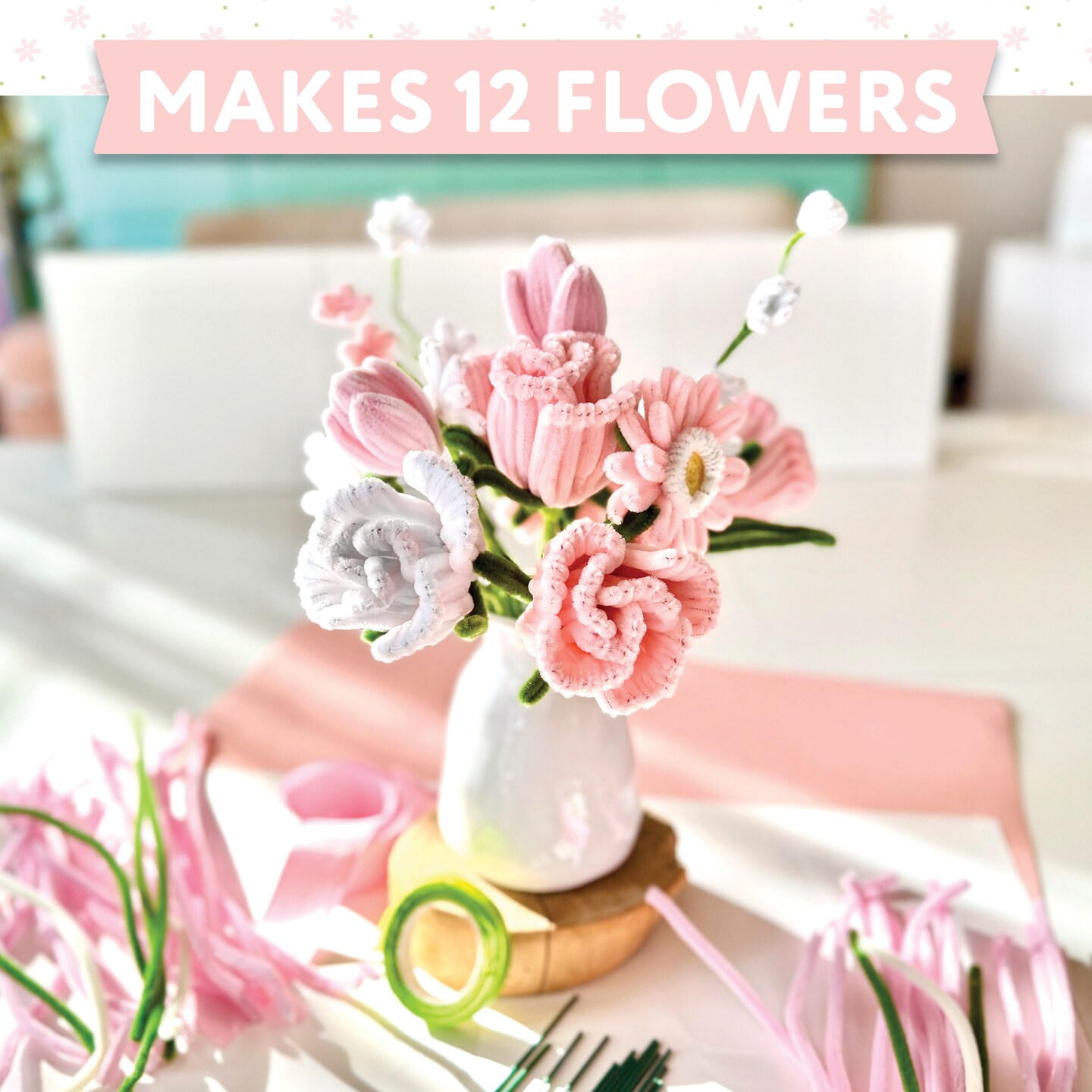Bendable Blooms Chenille Stem Flower-Making Kit Cottage Garden: Everything You Need to Make a Beautiful Floral Bouquet