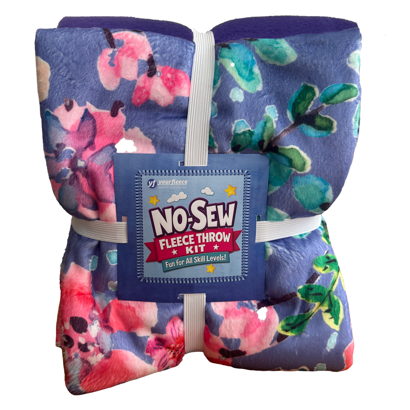 Beautiful Flowers Silky Premium Fleece No-Sew Throw Fleece Fabric Kit