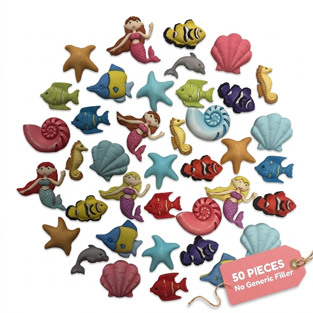 Buttons Galore Under the Sea Assortment Button Super Value Pack for DIY Craft and Sewing Projects - 50 Buttons
