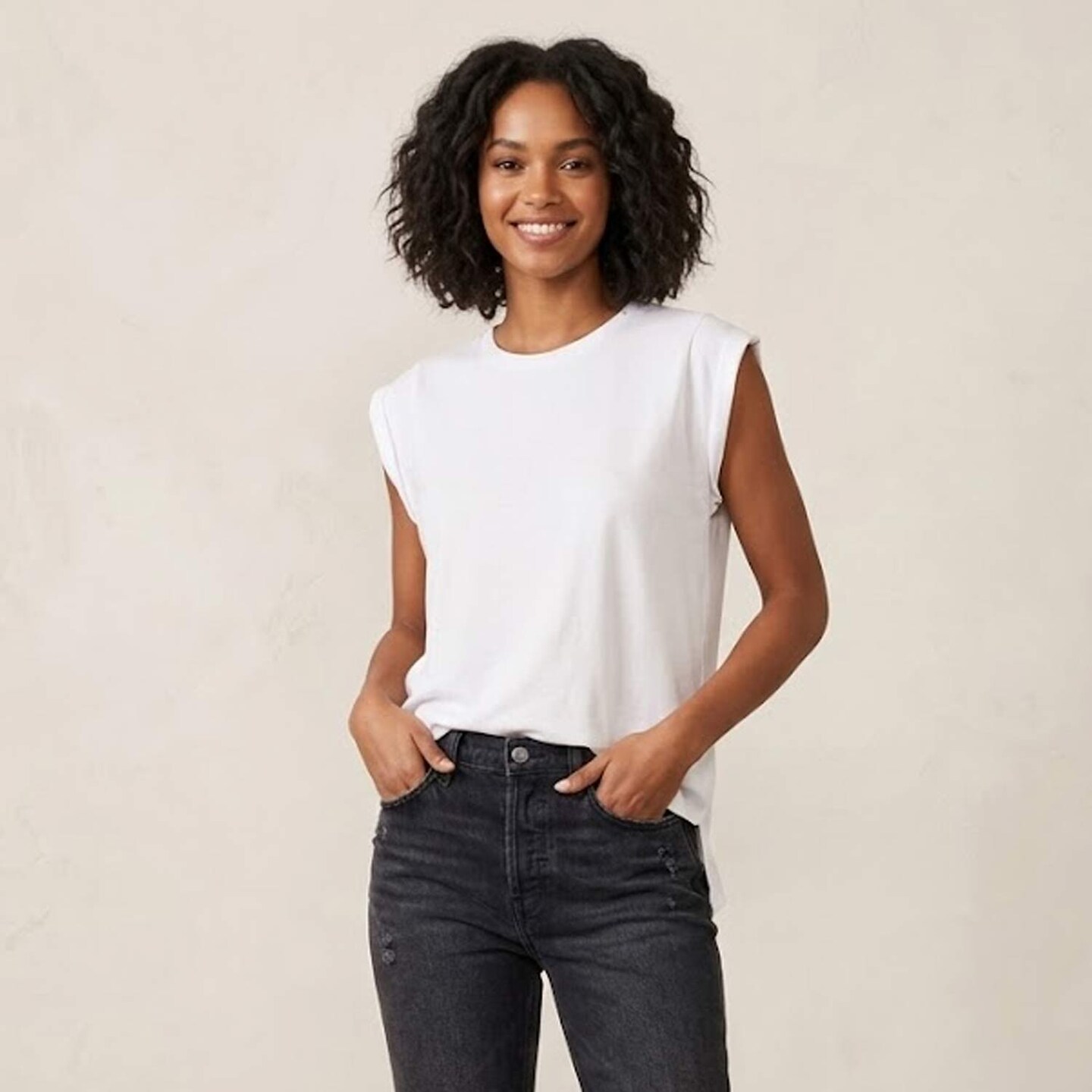 BELLA + CANVAS Women’s Rolled Cuffs Muscle Tee Sleeveless Top for Everyday Comfort