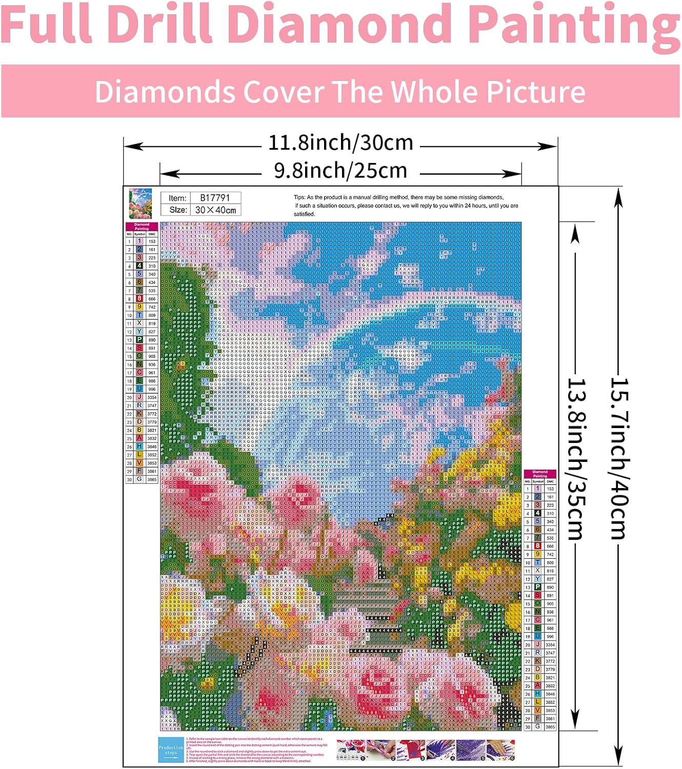 Spring Flowers 5D Diamond Art Kit – 12x16” Full Round Drill DIY Floral Painting – High-Definition Gem Art Set for Beginners – Sparkling Rhinestone Craft for Home Wall Decor