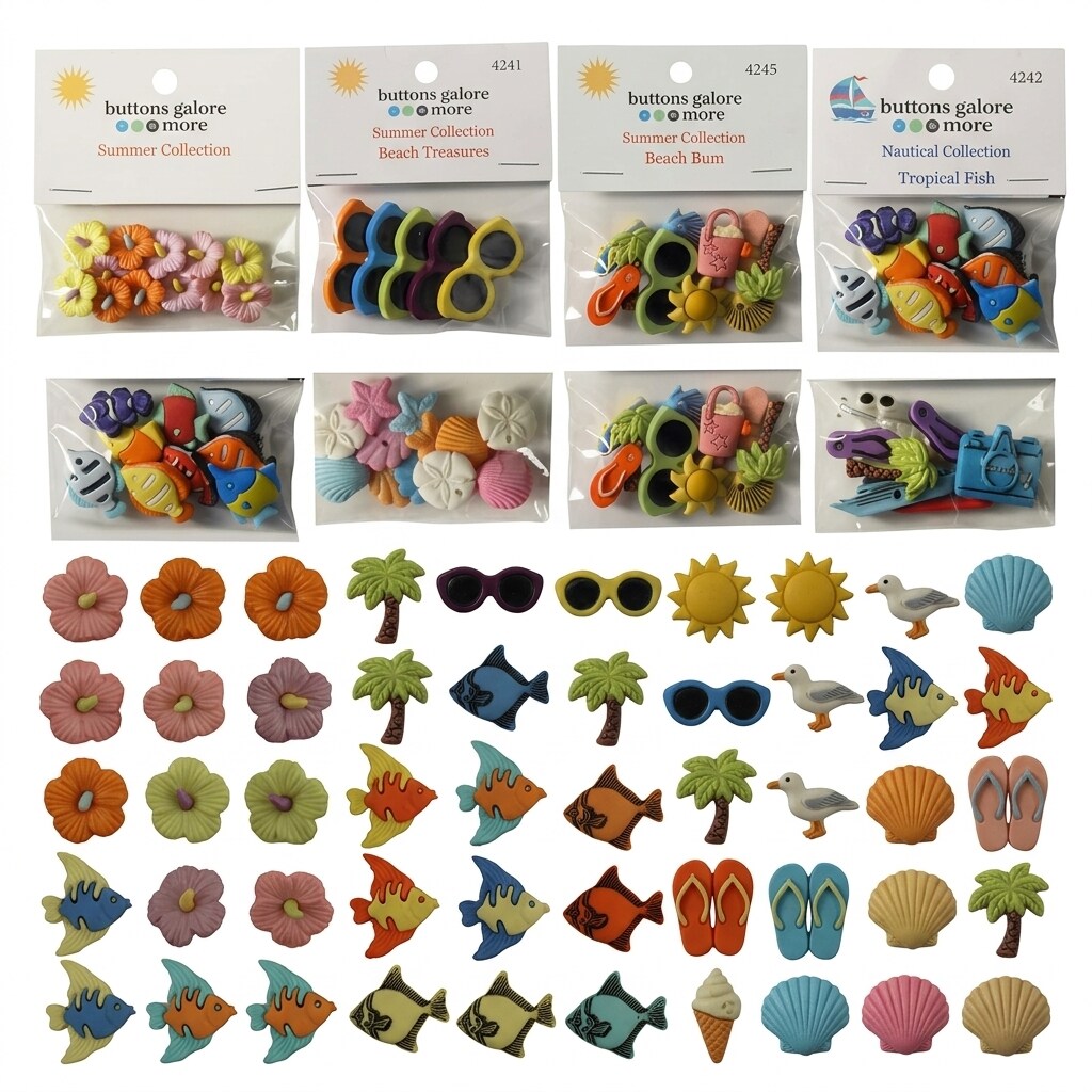Buttons Galore 50+ Assorted Spring Buttons Bundle for Sewing & Crafts - Set of 6 Button Packs