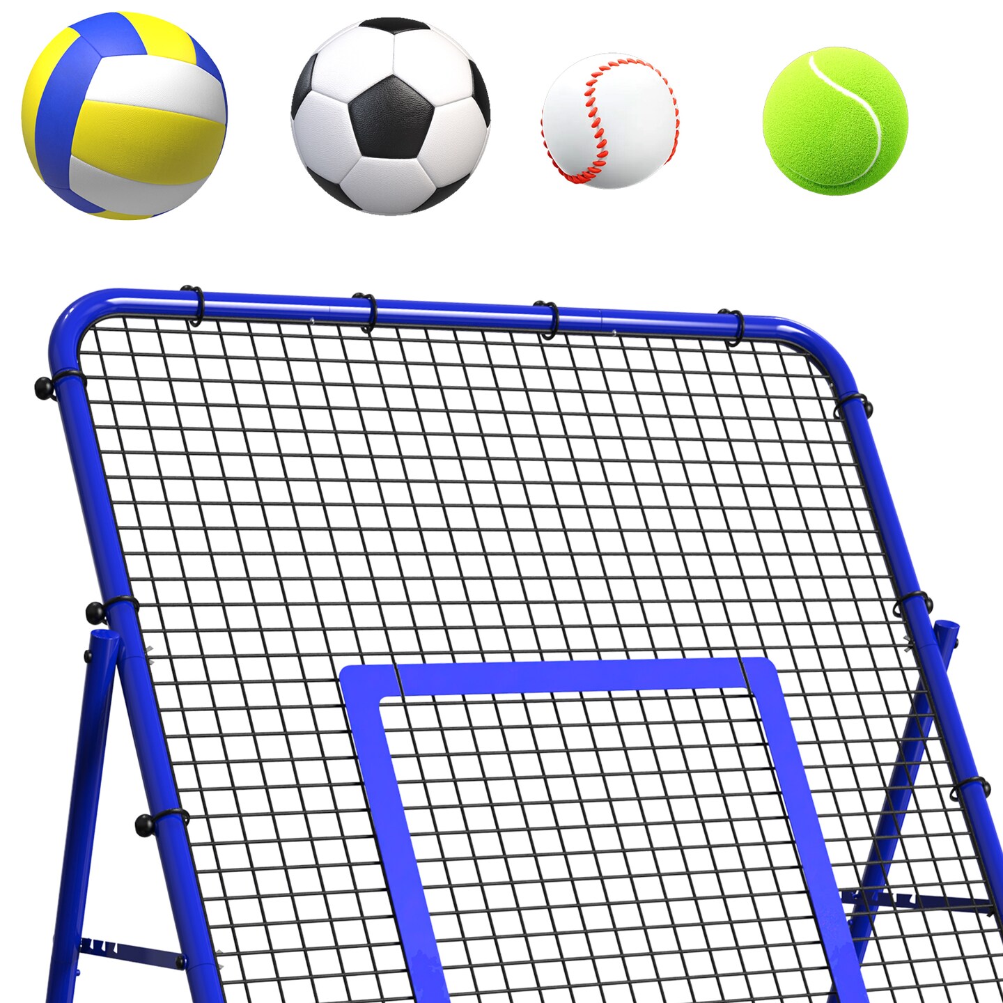 Blue Multi-Sport Rebound Trainer Net, Volleyball & Soccer Practice Rebounder for Indoor/Outdoor