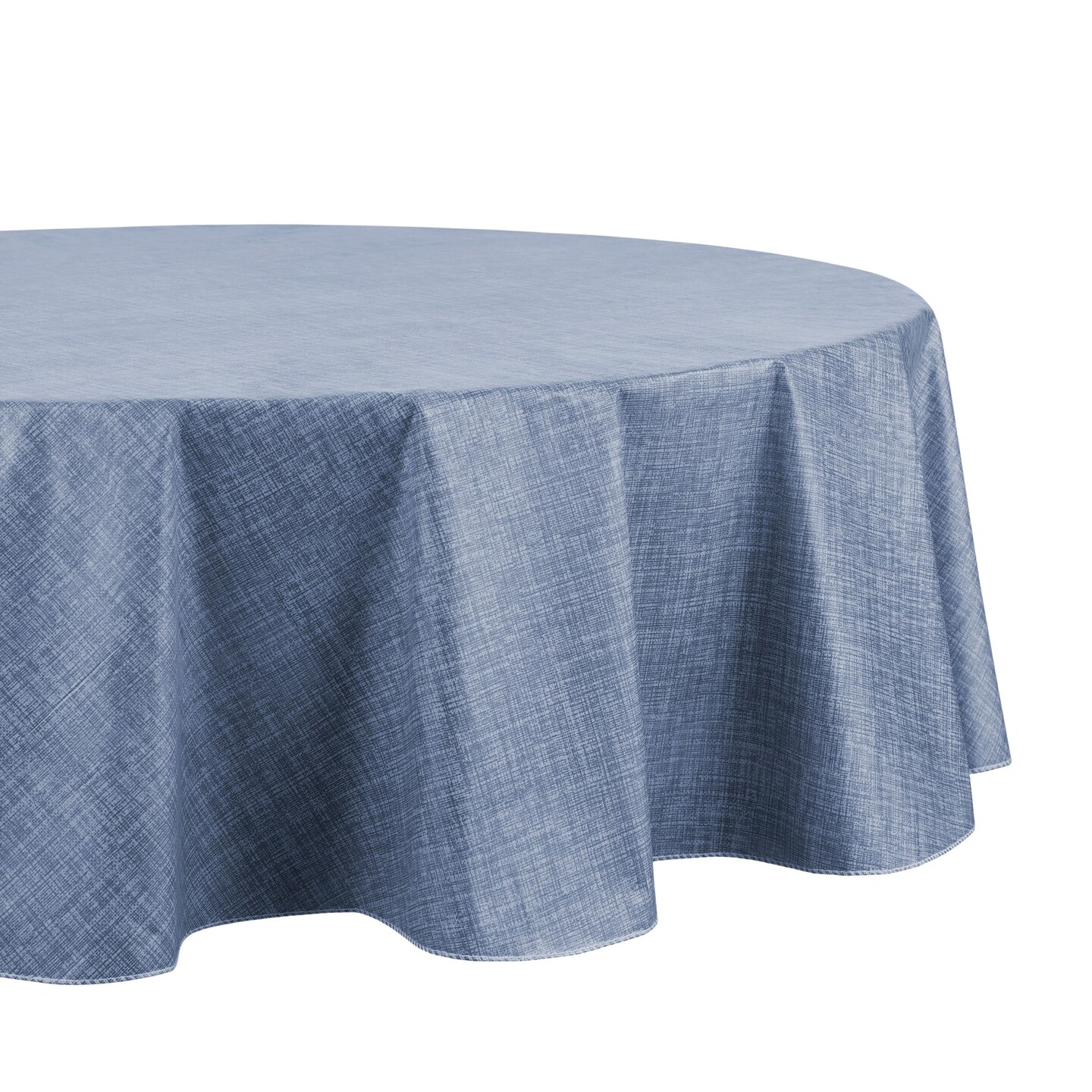 Threadmade Home Monterey Linen Texture Vinyl Indoor/Outdoor Tablecloth, Blue - 70"W x 70"L Round
