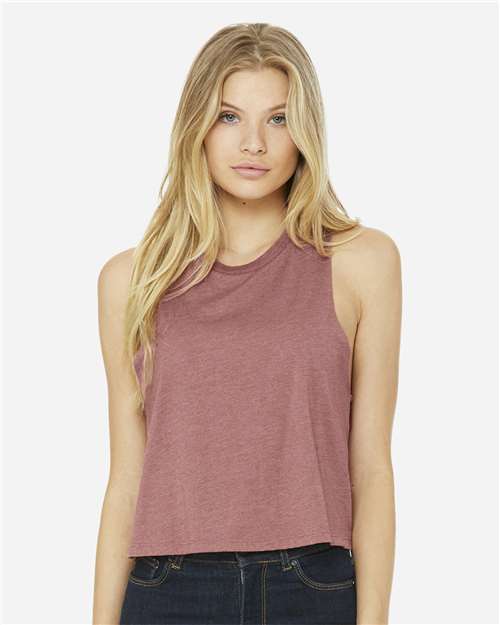 BELLA+CANVAS Ladies Racerback Cropped Tank for Workout, Casual Wear & Streetwear Lightweight Athletic Top