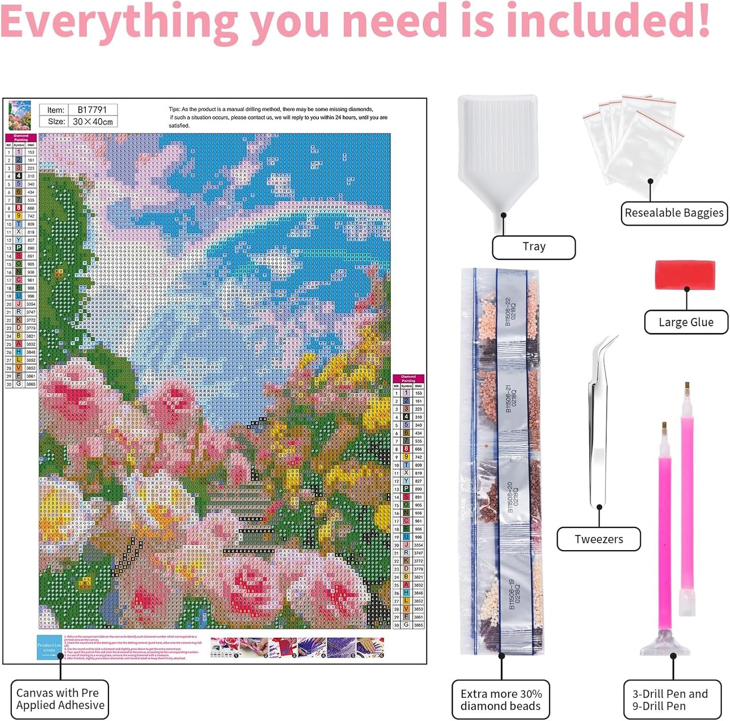 Spring Flowers 5D Diamond Art Kit – 12x16” Full Round Drill DIY Floral Painting – High-Definition Gem Art Set for Beginners – Sparkling Rhinestone Craft for Home Wall Decor
