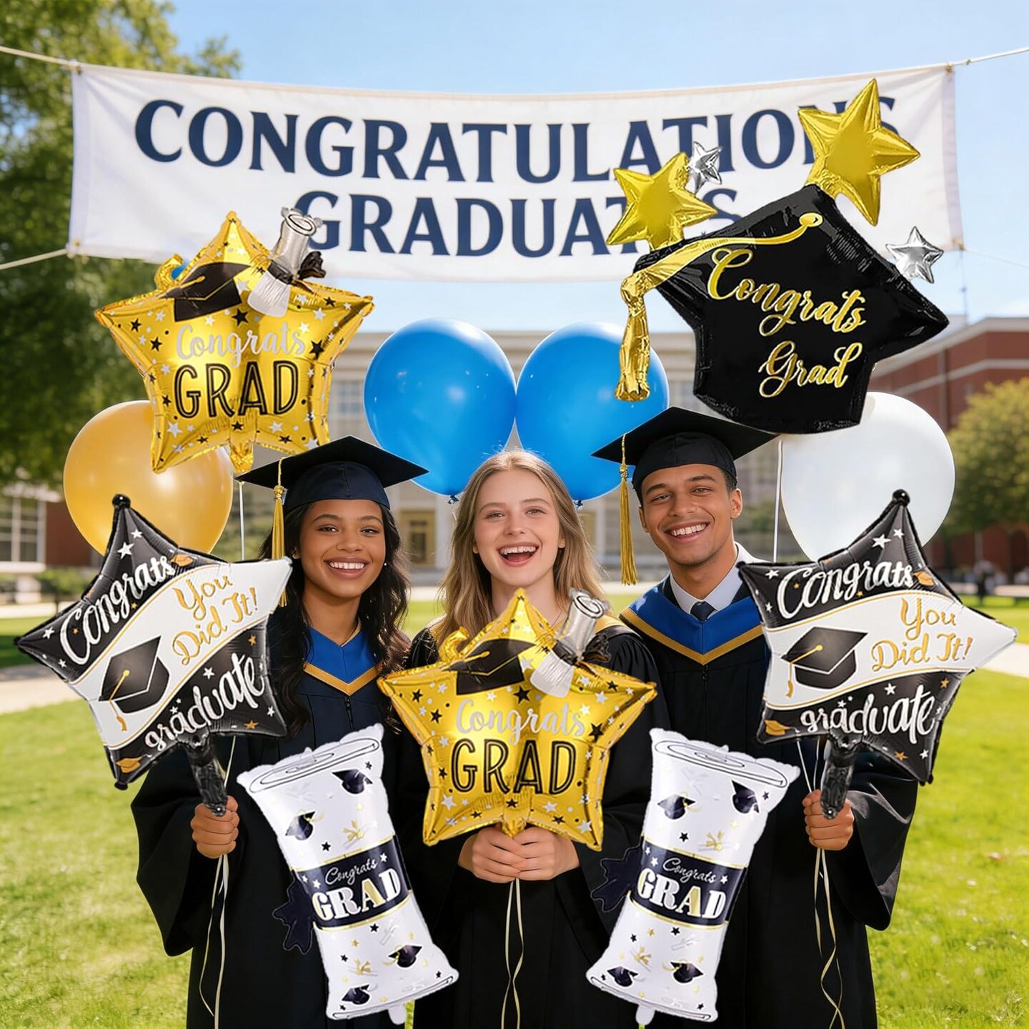 Graduation Party Balloons – Class of 2026 Graduation Cap, Diploma & Star Foil Balloon Set for Graduation Decorations & Celebration Backdrops