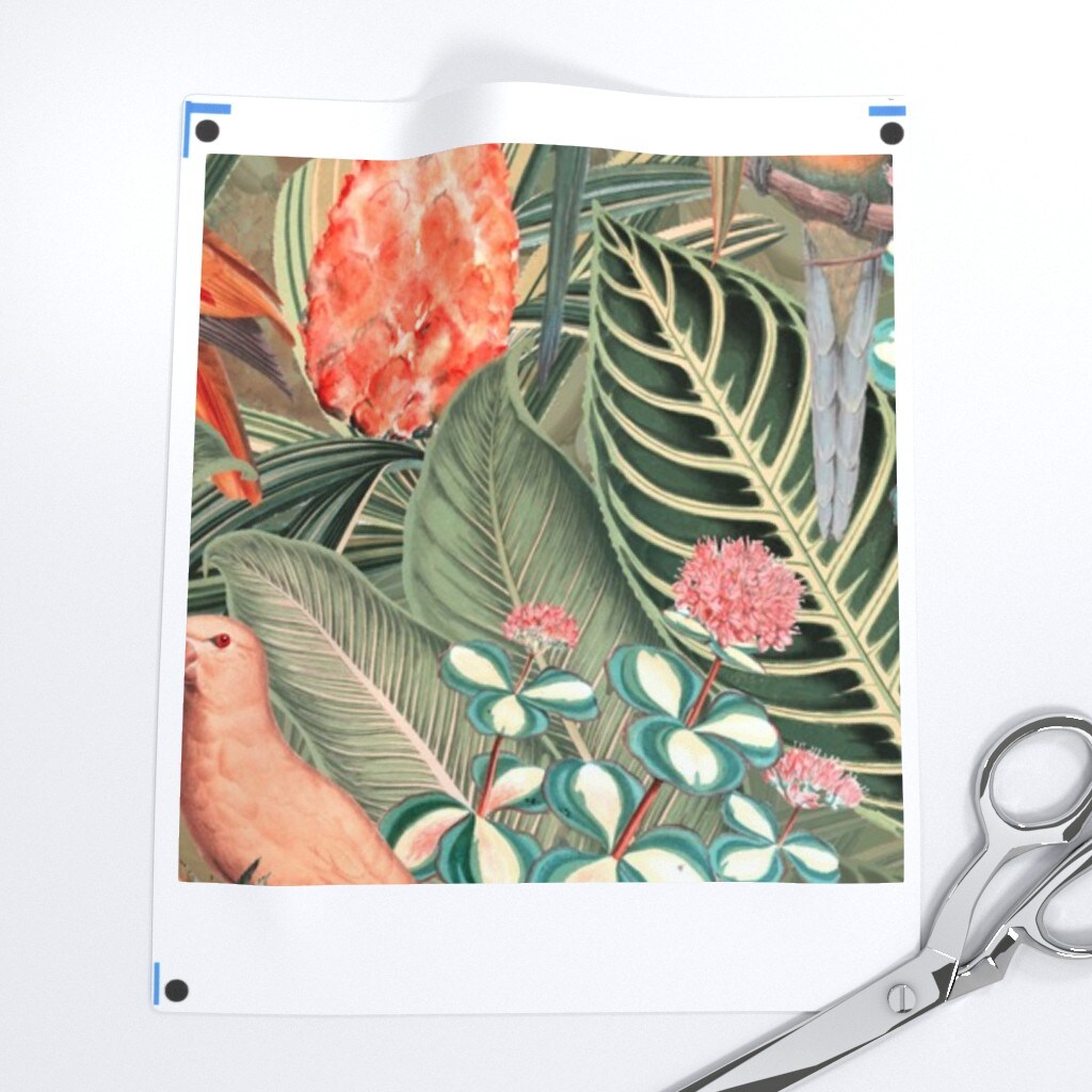 Tropical Vintage Jungle Victorian Redouté Antique Floral Botanical Custom Removable Wallpaper by Spoonflower Peel & Stick Wallpaper 2FT Wide