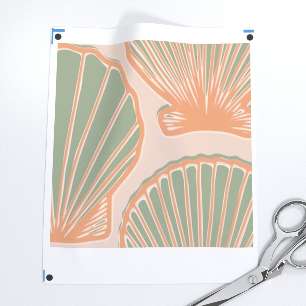 Pink Sun Sand Summer Beach Sea Clam Seashell Relax Coastal Chic Large Scale Custom Removable Wallpaper by Spoonflower Peel & Stick Wallpaper 2FT Wide