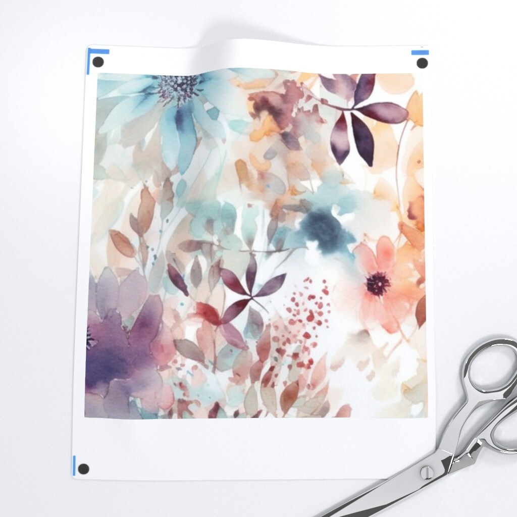 Watercolor Boho Wildflowers Floral Hand Painted Dahlia Modern Flowers Custom Printed Fabric by Spoonflower Various Fabrics by the Yard or Fat Quarter