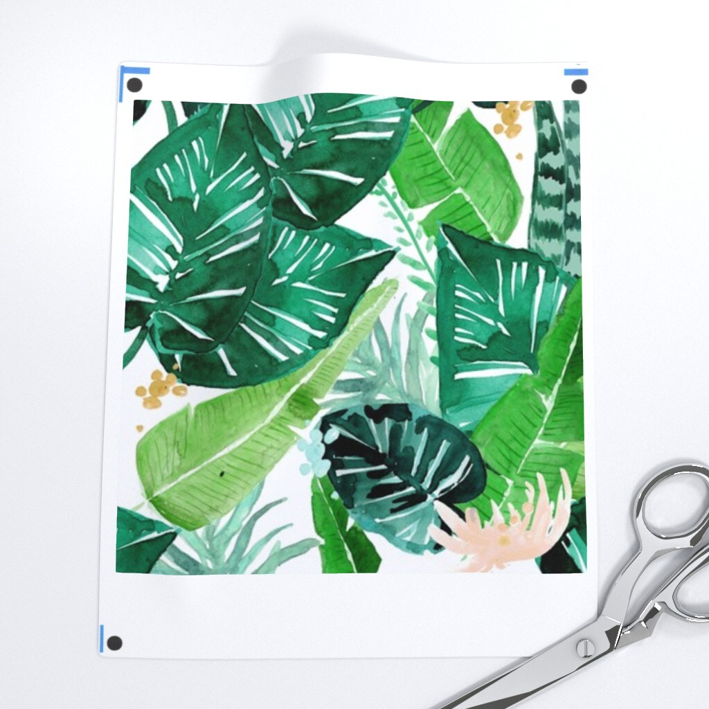 Jungle Tropical White Leaves Banana Leaf Hawaii Plant Custom Removable Wallpaper by Spoonflower Peel & Stick Wallpaper 2FT Wide