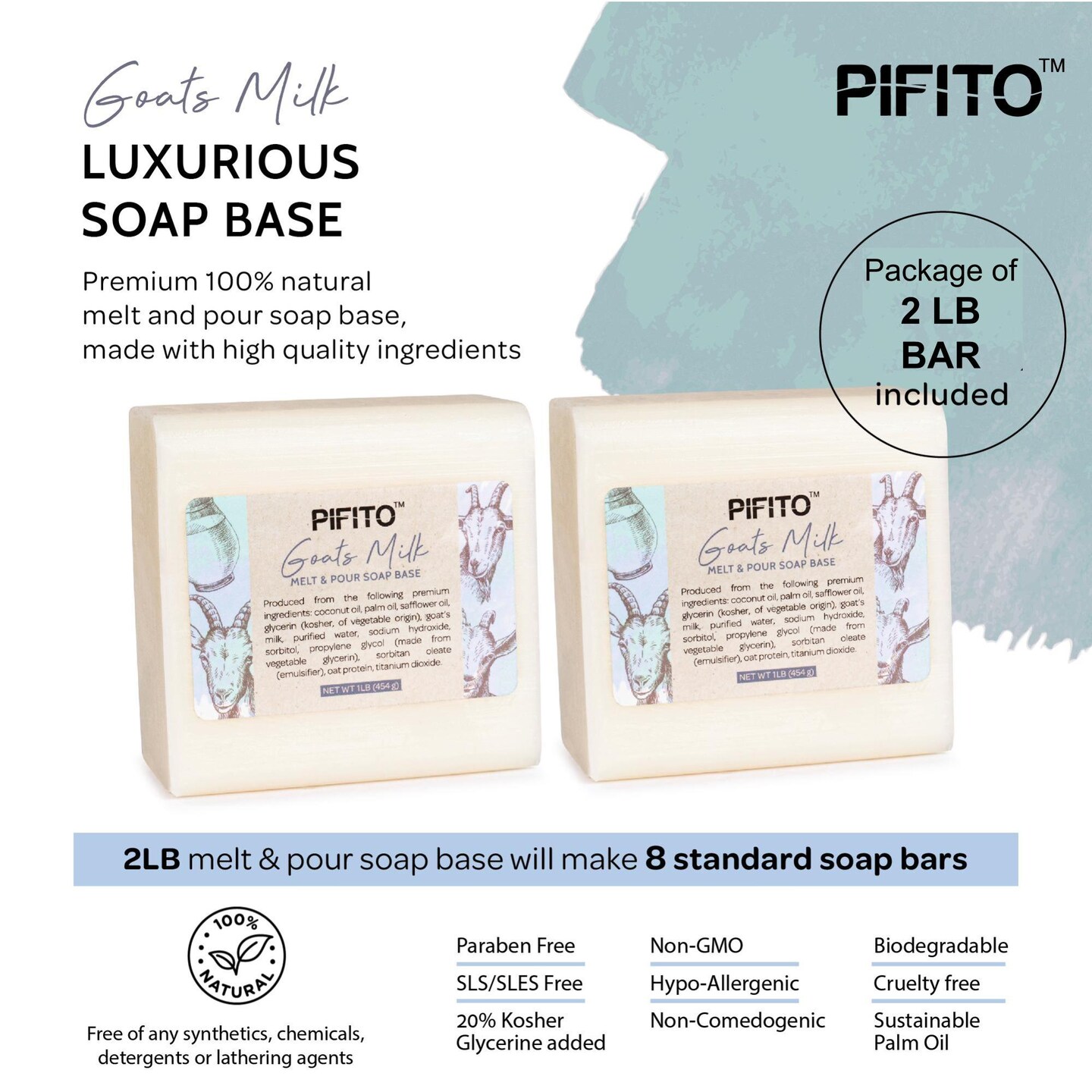 Pifito Goats Milk Melt and Pour Soap Base &#x2502; Bulk Premium 100% Natural Glycerin Soap Base &#x2502; Luxurious Soap Making Supplies