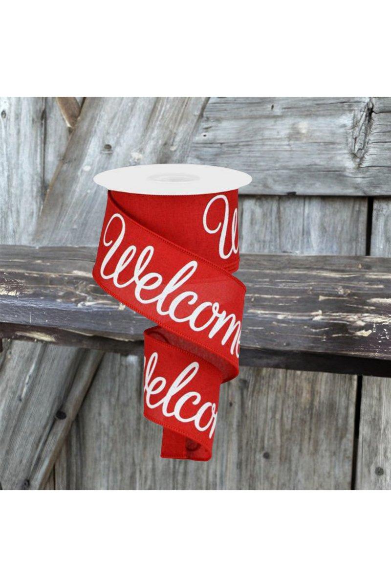 2.5&#x22; Welcome Royal Ribbon: Red (10 Yards)