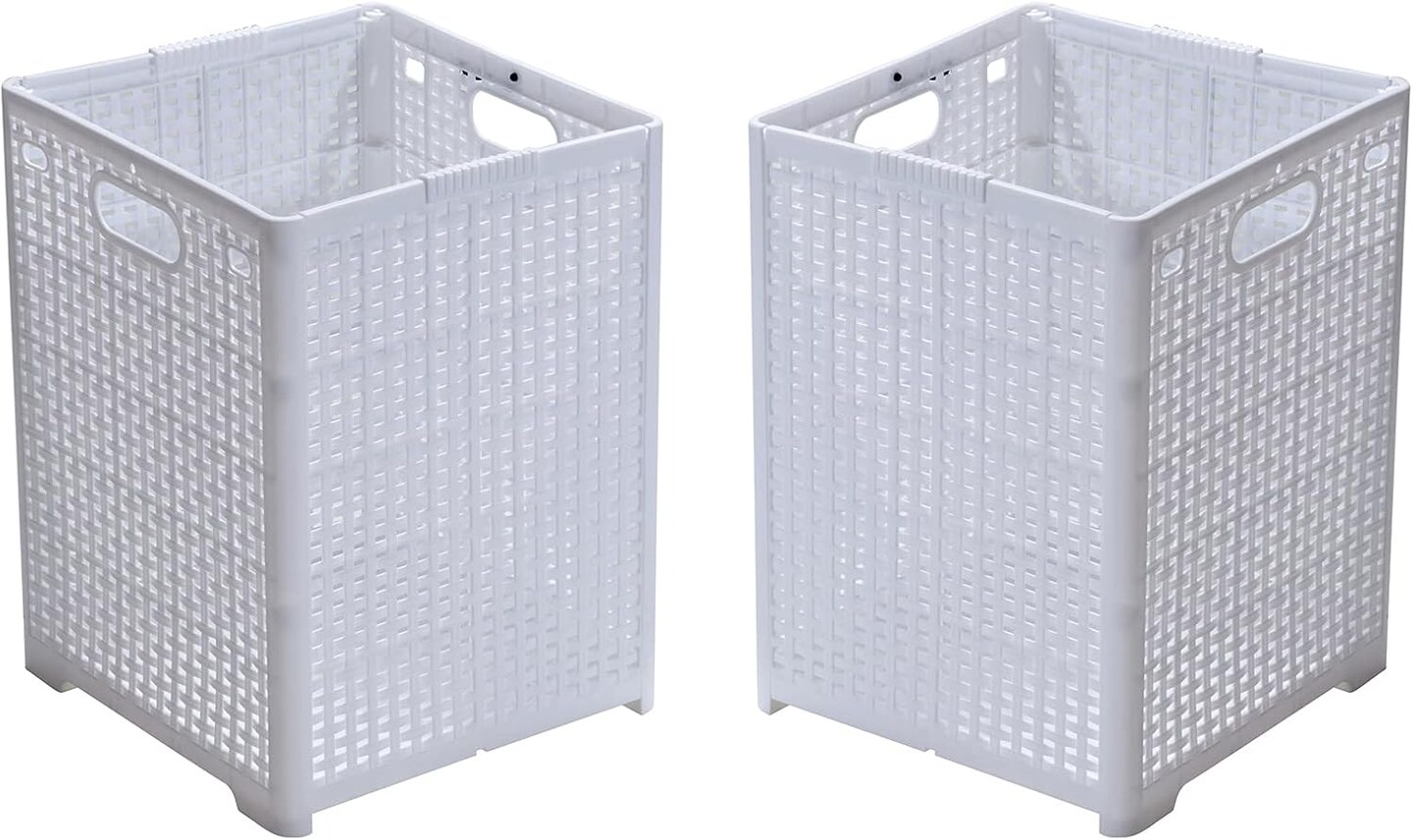 Collapsible Plastic Laundry Baskets,Foldable Laundry Hamper,Pack of 2