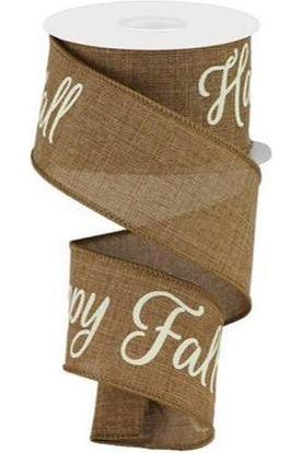 2.5&#x22; Happy Fall Yall Ribbon: Tan (10 Yards)