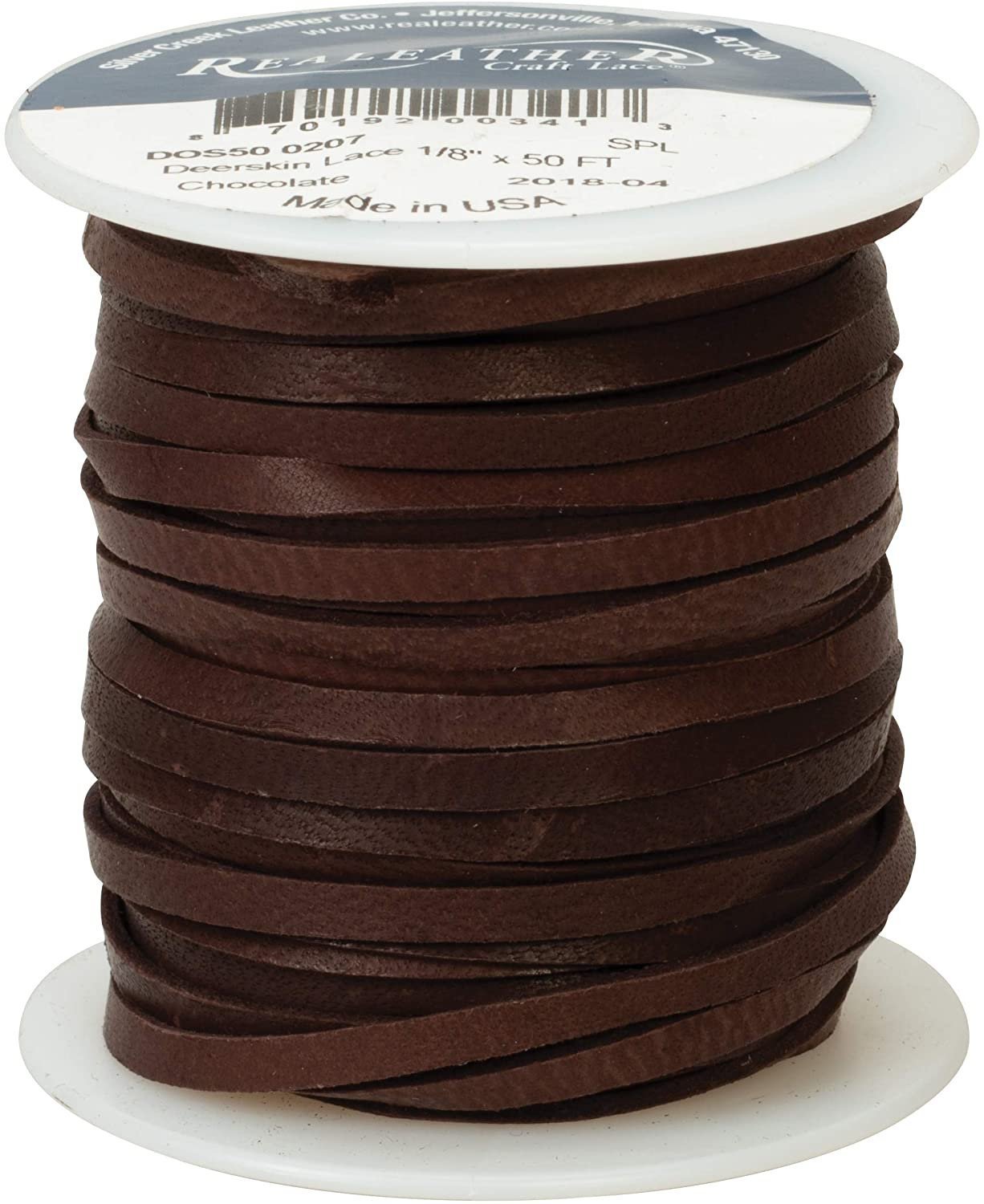 Realeather Deerskin Leather Lace | Size 1/8&#x22; x 50&#x27; (3.2mm x 15.24m) | 2/3 oz Thickness (.8-1.2mm)