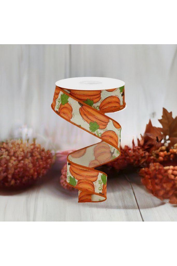 1.5&#x22; Pumpkin Patch Ribbon: Light Beige (10 Yards)
