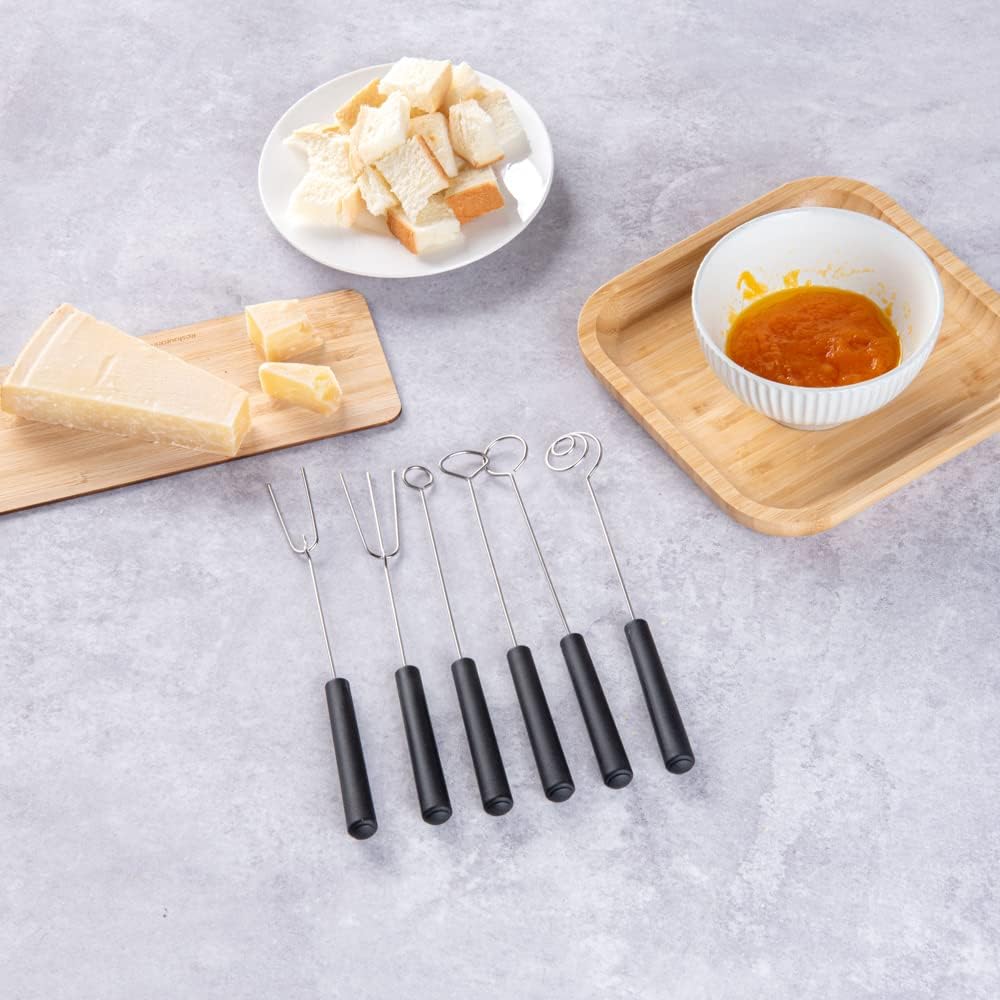 Chocolate Dipping Tool Set 1 Durable Candy Dipping Set - 6 Different Shapes Dishwashable Stainless Steel Dipping Fork Set With PP Handle For Truffles And Pralines