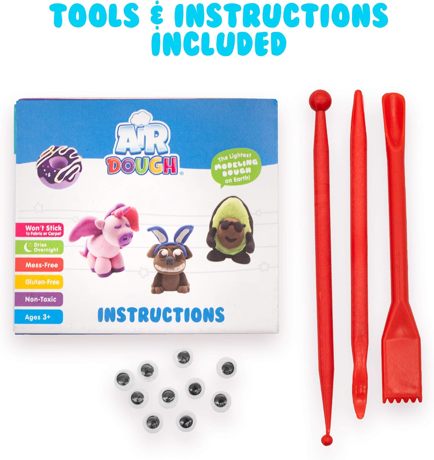 Air Dough 60-Color Pack – Ultra Light, Non-Toxic Air Dry Clay with Tools & Tutorial
