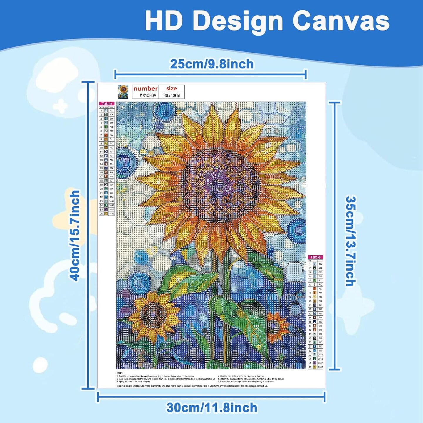 Sunflowers Diamond Painting Kits for Adults, Stained Glass Diamond Art Kits for Adults Beginner, DIY Diamond Dots Paint with Diamonds Art and Crafts for Hobbies, Gifts, Home Decor 12x16 inch