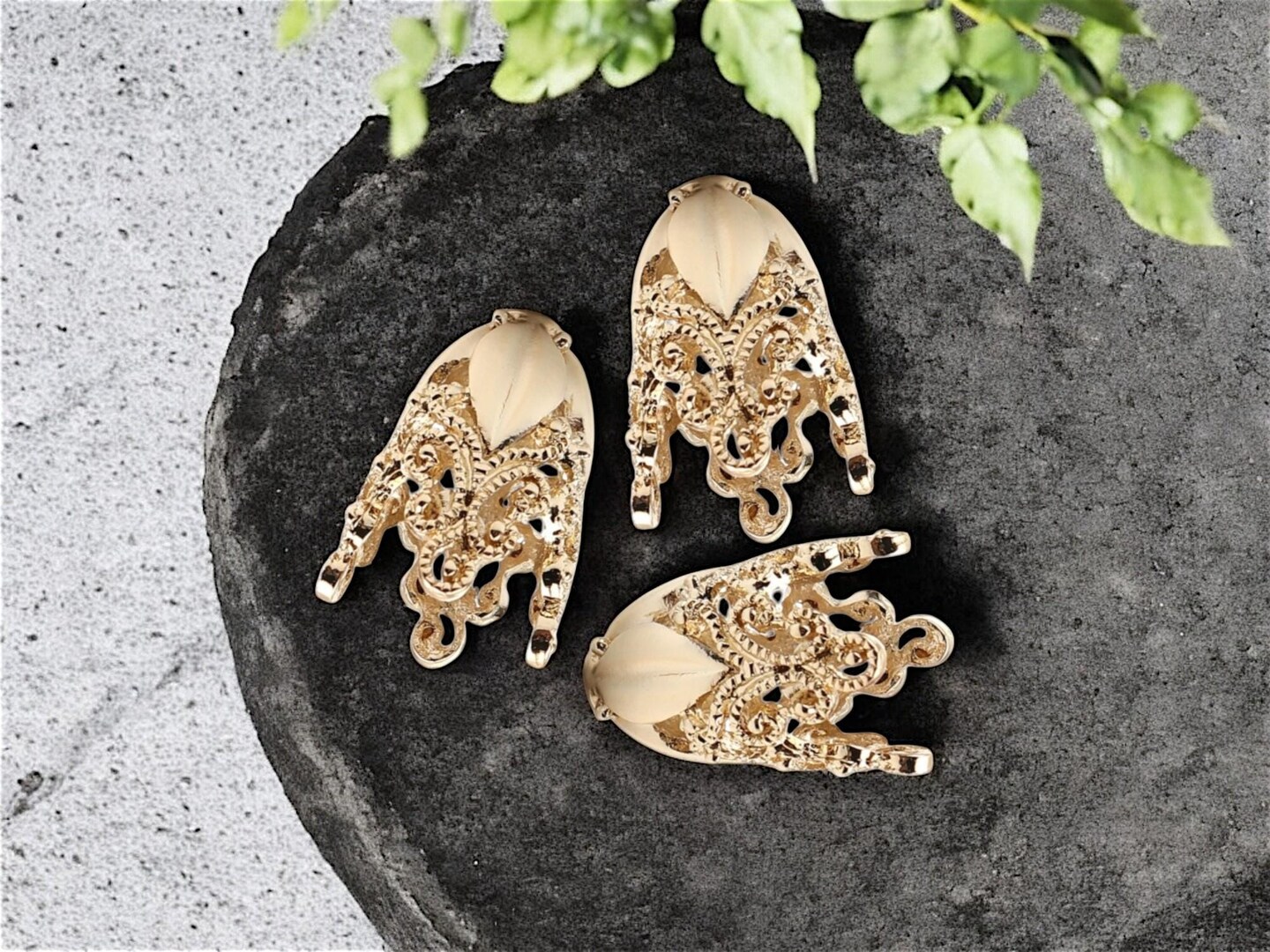 *2* 30x20mm 16k Gold Plated Ornate Tall Bead Caps Michaels