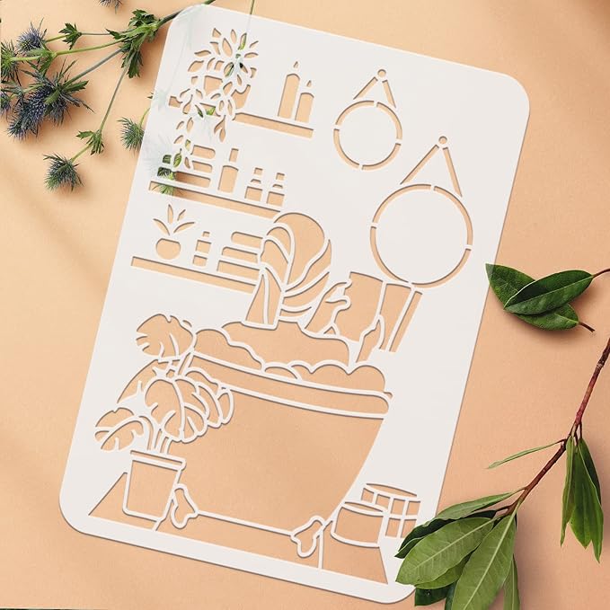 6 pcs African Tribal Women Stencils 8.3x11.7inch Reusable African American Painting Stencil Female Silhouette Bathroom Decoration Stencil for Painting on Wood, Wall and Furniture