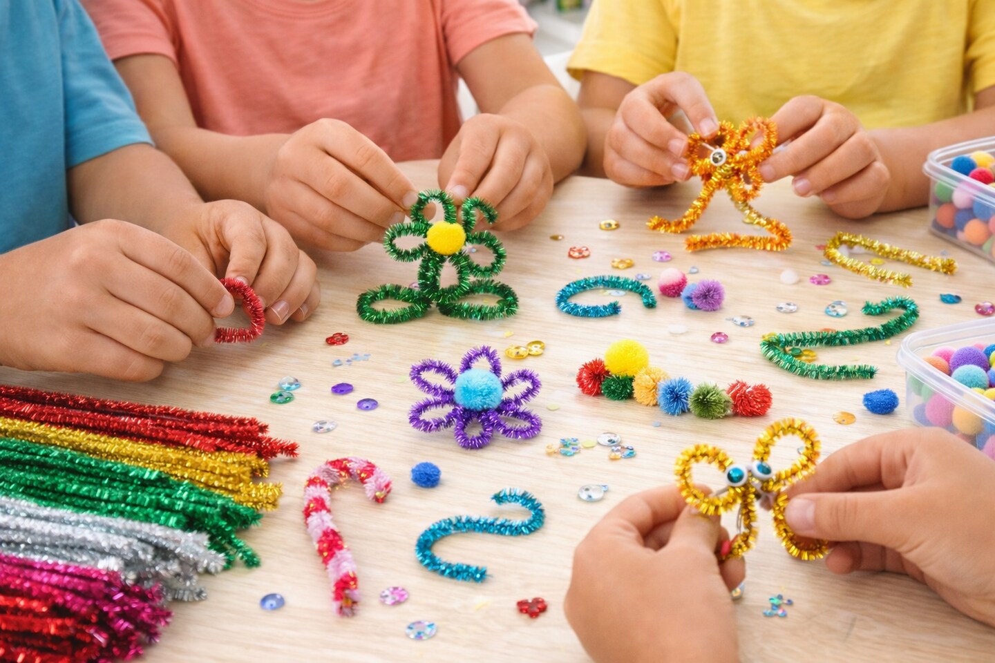 Chenille Sparkle Stems 12" Assorted Colors – Glitter Pipe Cleaners for Crafts, Classrooms & DIY Projects