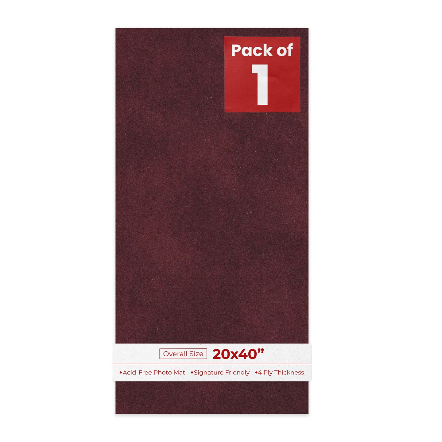 Dark Red Suede 20x40 Uncut Mat Board - Blank Sheets, No Opening