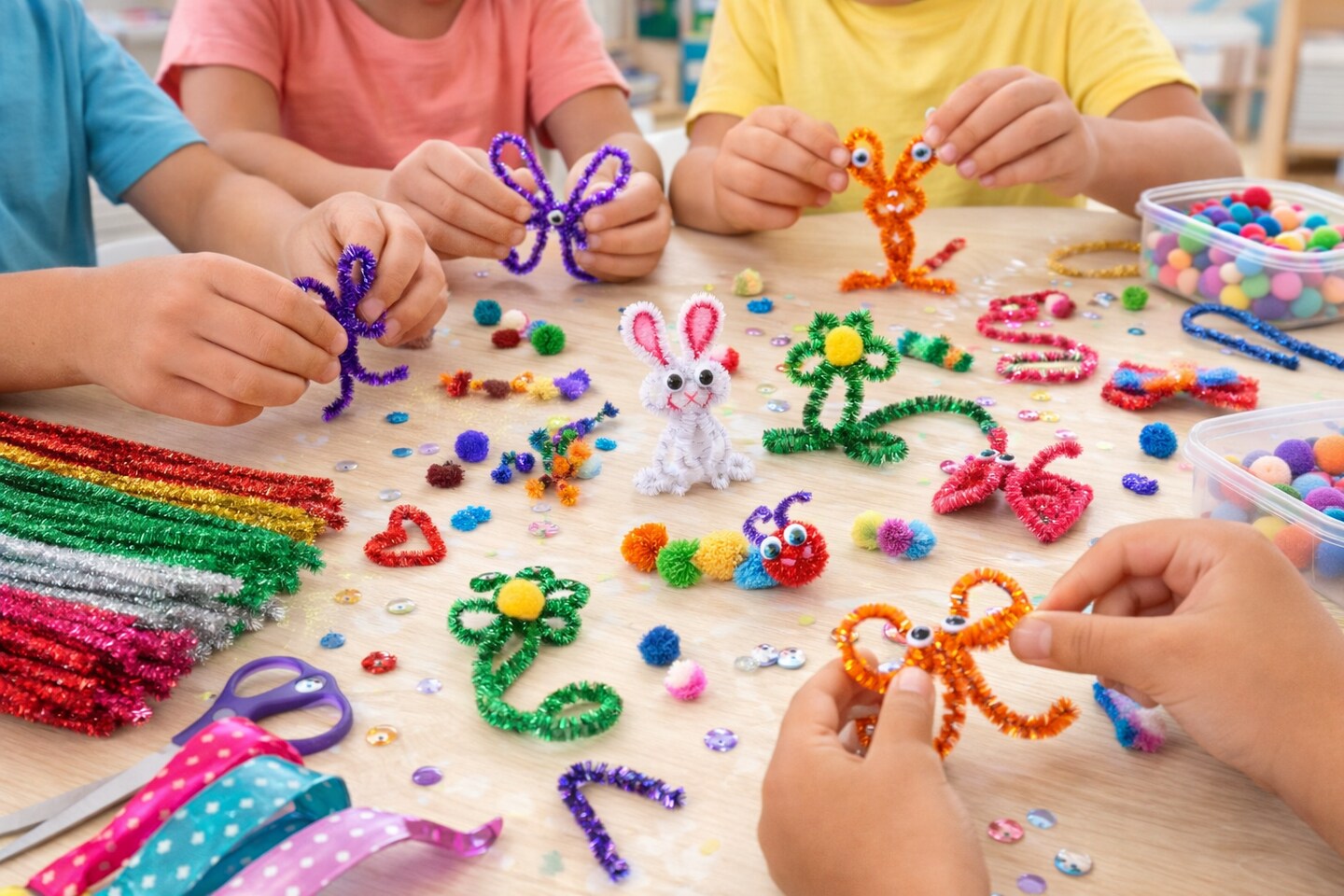 Chenille Sparkle Stems 12" Assorted Colors – Glitter Pipe Cleaners for Crafts, Classrooms & DIY Projects