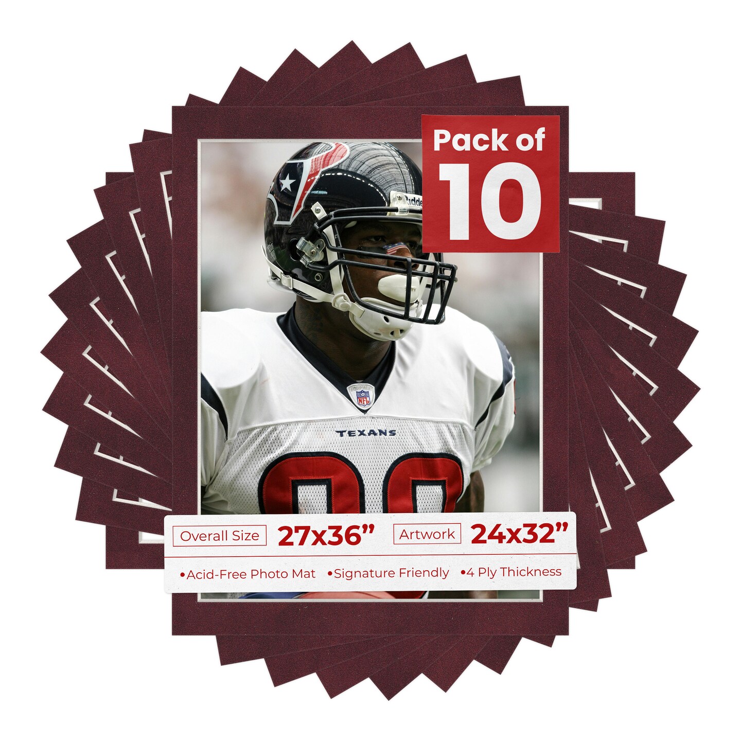 Dark Red Suede Mat Board for 27x36 Frames - Fits 24x32 Photos