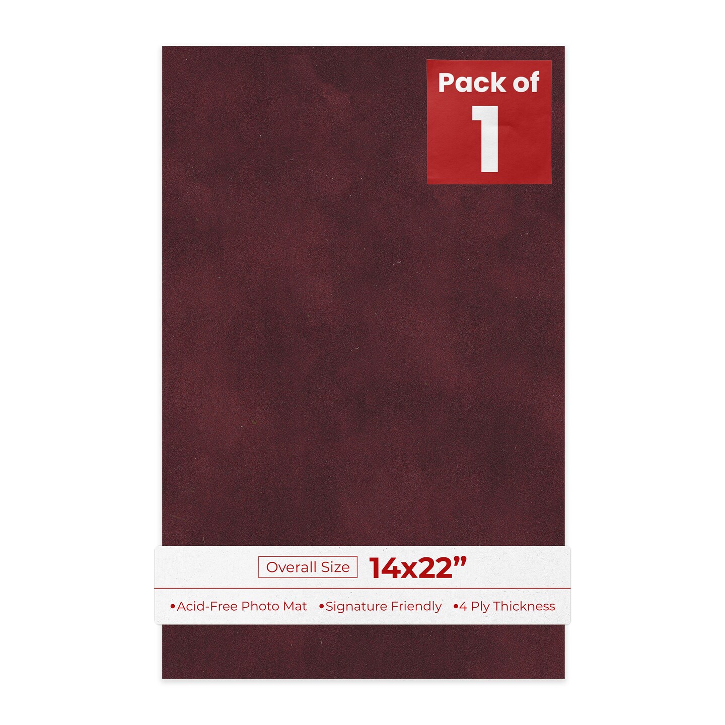 Dark Red Suede 14x22 Uncut Mat Board - Blank Sheets, No Opening